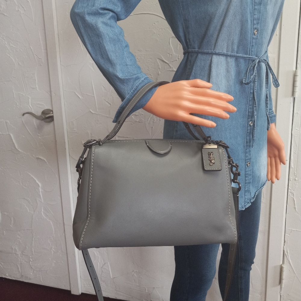 Coach Laural Frame Bag, Heather Grey Glovetanned leather